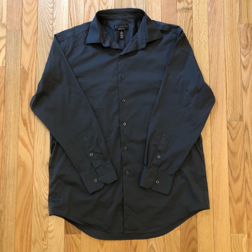 Alfani Dark Grey Classic Fit Dress Shirt Button Down Size 15-15.5, 32/33
